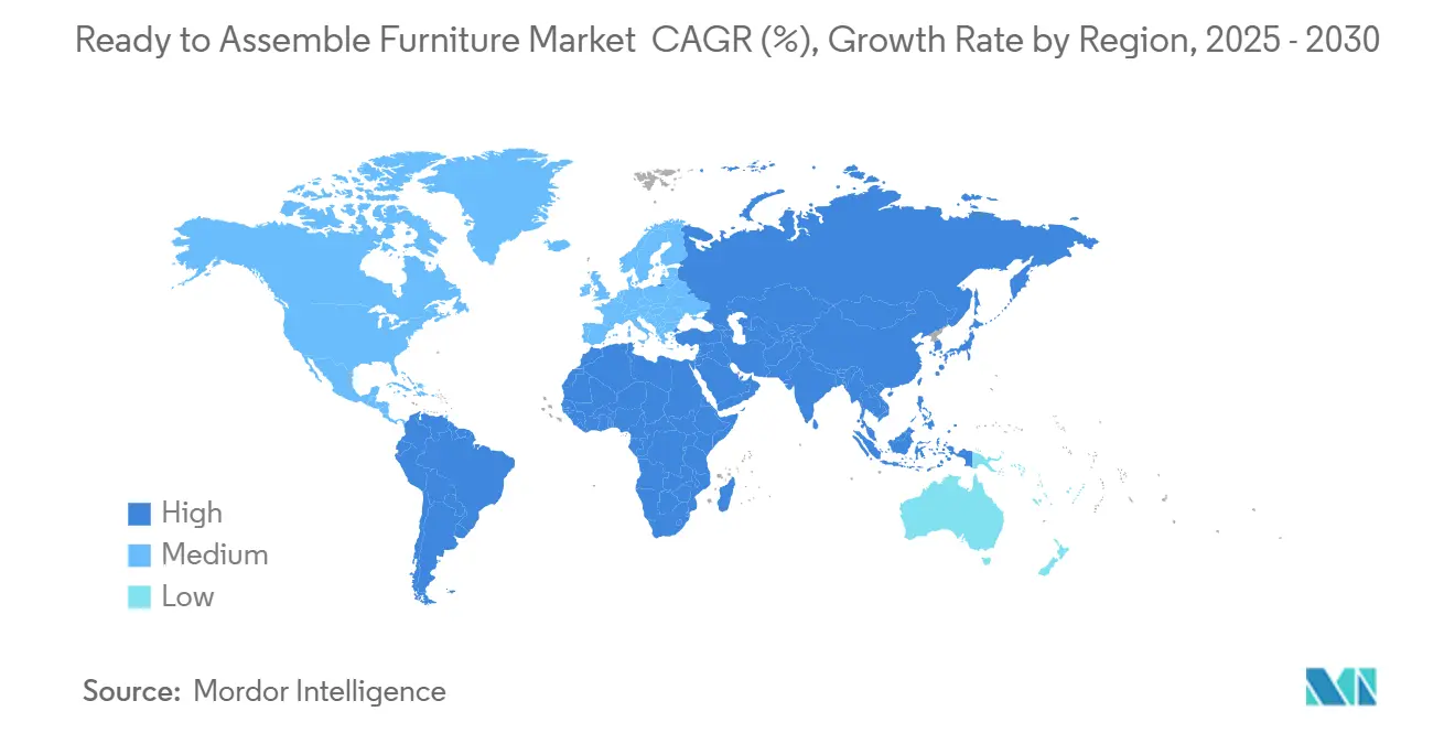 Ready to Assemble Furniture Market  CAGR (%), Growth Rate by Region