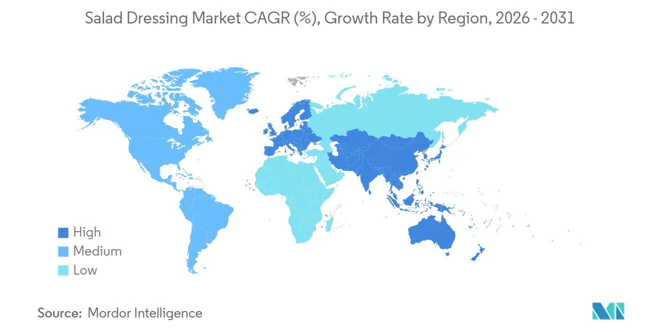 Salad Dressing Market CAGR (%), Growth Rate by Region