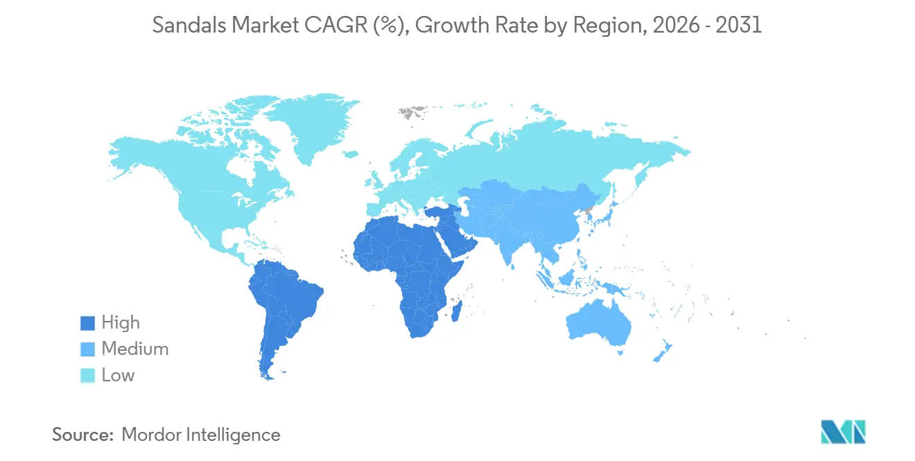 Sandals Market CAGR (%), Growth Rate by Region