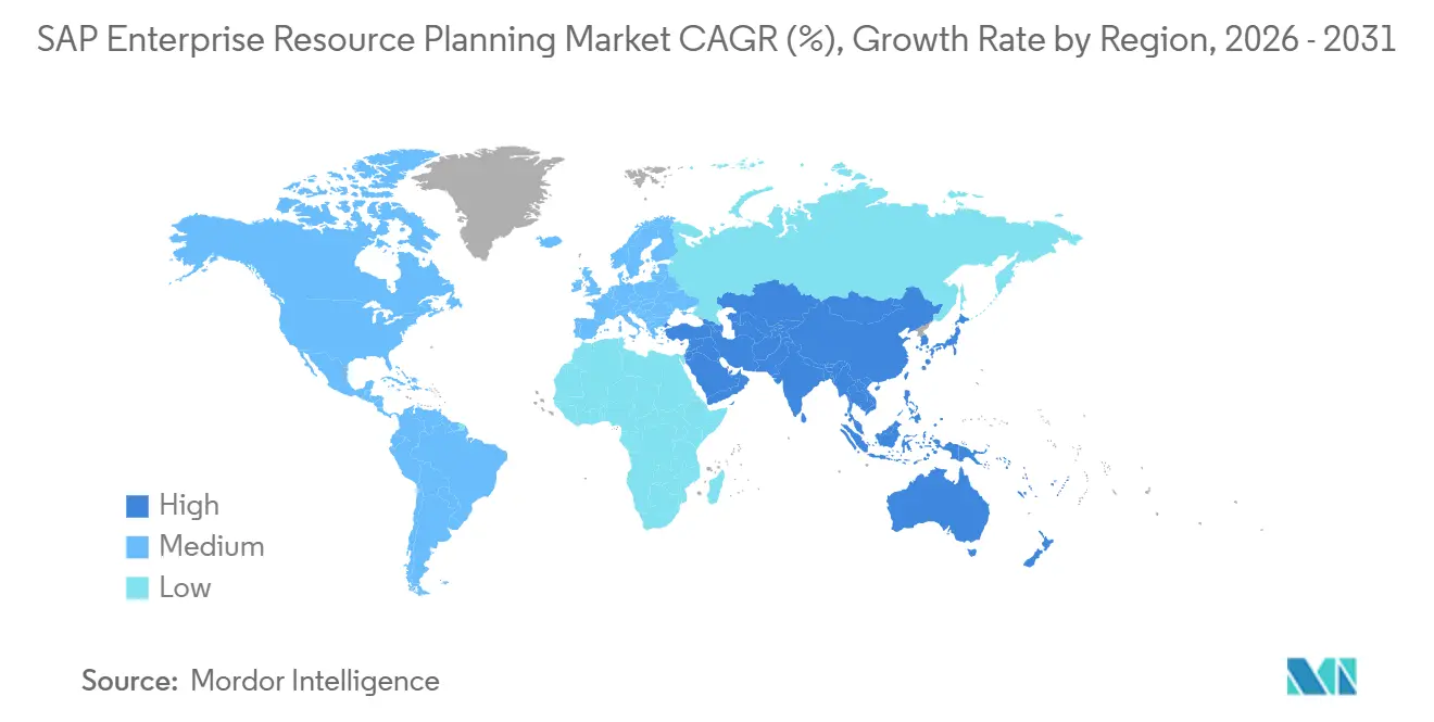 SAP Enterprise Resource Planning Market CAGR (%), Growth Rate by Region