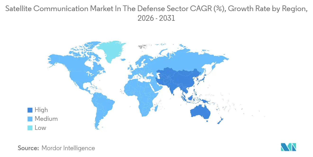 Satellite Communication Market In The Defense Sector CAGR (%), Growth Rate by Region