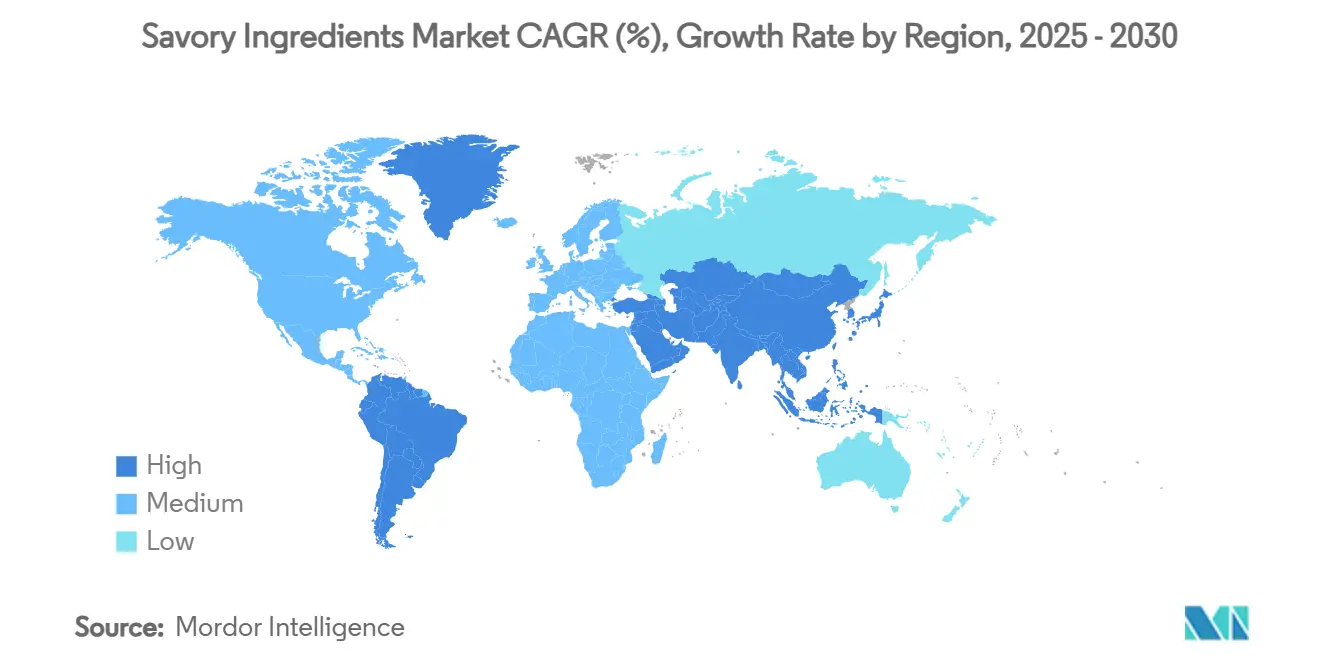 풍미 있는 재료 실시간 바카라사이트 CAGR(%), 지역별 성장률