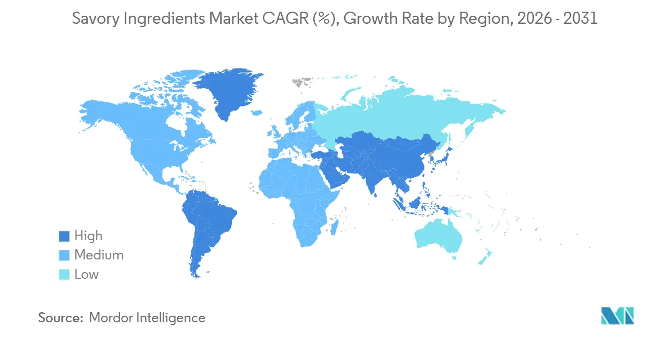 Savory Ingredients Market CAGR (%), Growth Rate by Region