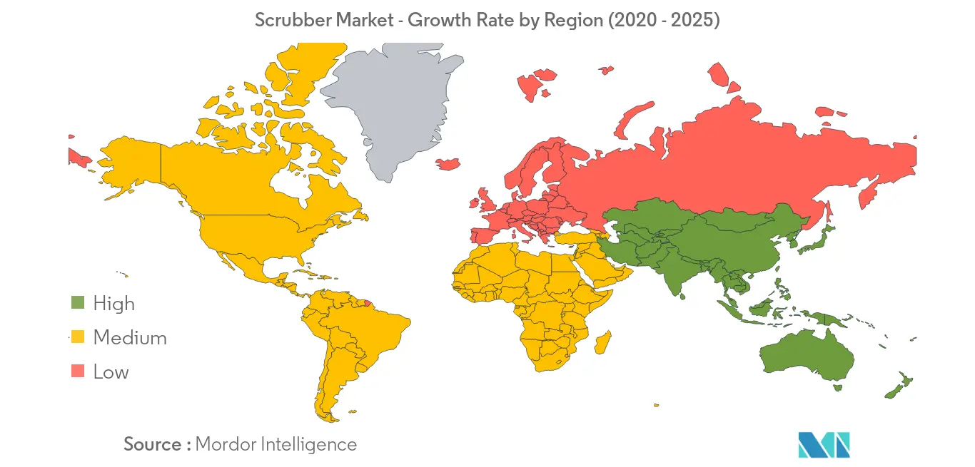 洗涤器市场：洗涤器市场-按地区划分的增长率（2020-2025）