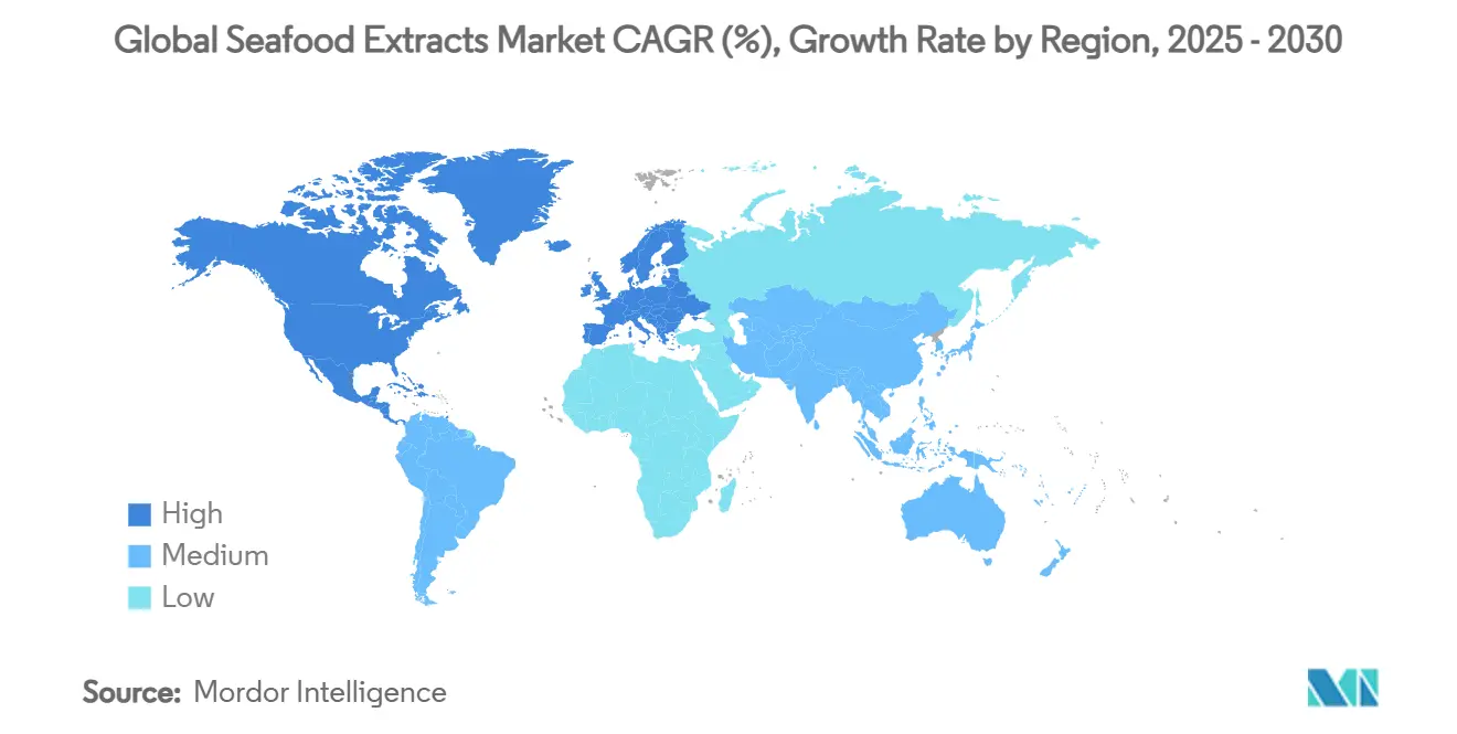 글로벌 해산물 바카라 토토 시장 CAGR(%), 지역별 성장률
