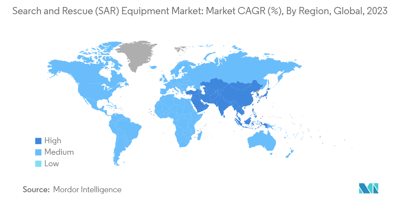 Search and Rescue (SAR) Equipment Market: Market CAGR (%), By Region, Global, 2023