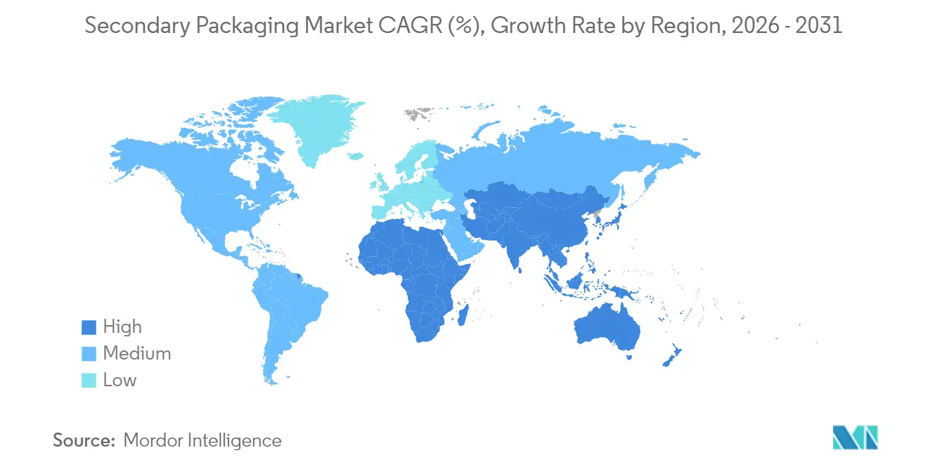 Secondary Packaging Market CAGR (%), Growth Rate by Region