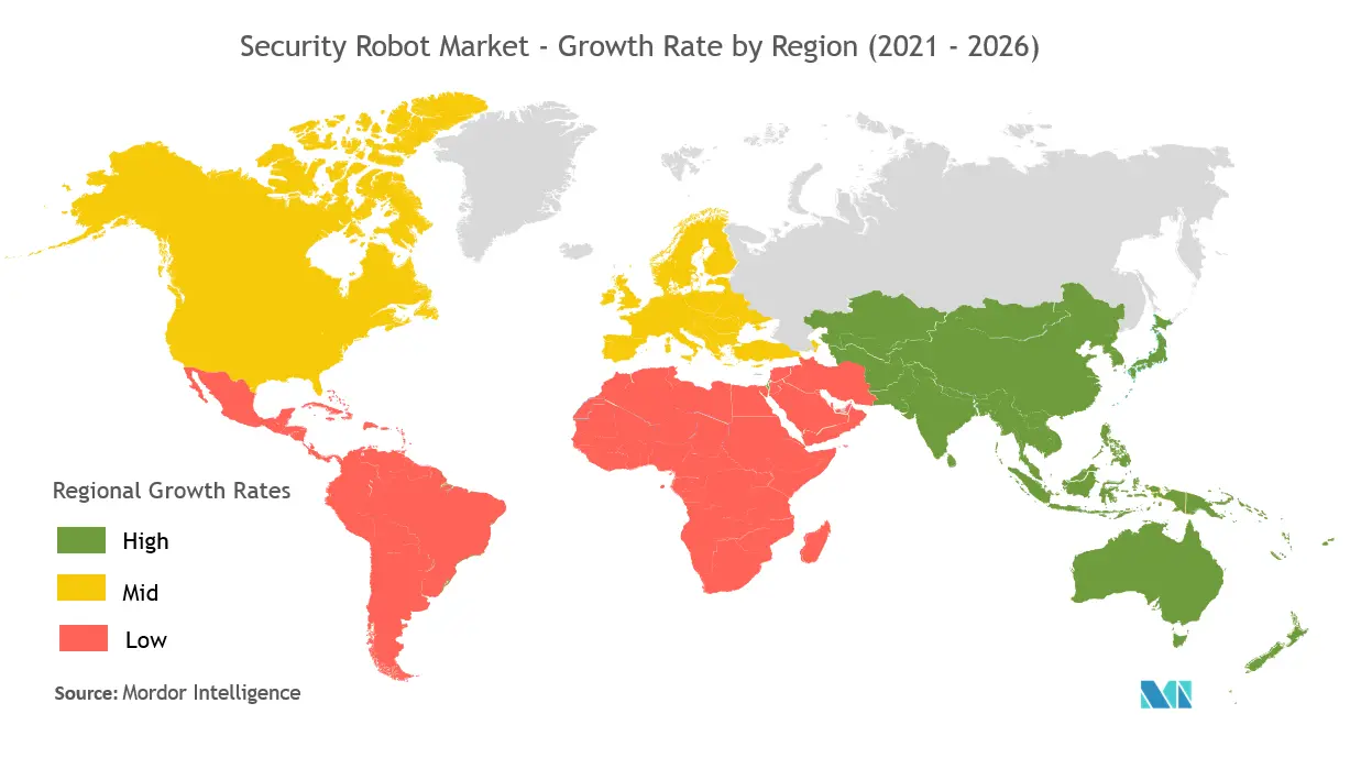 Security Robot Market Growth Rate By Region (2021- 2026)