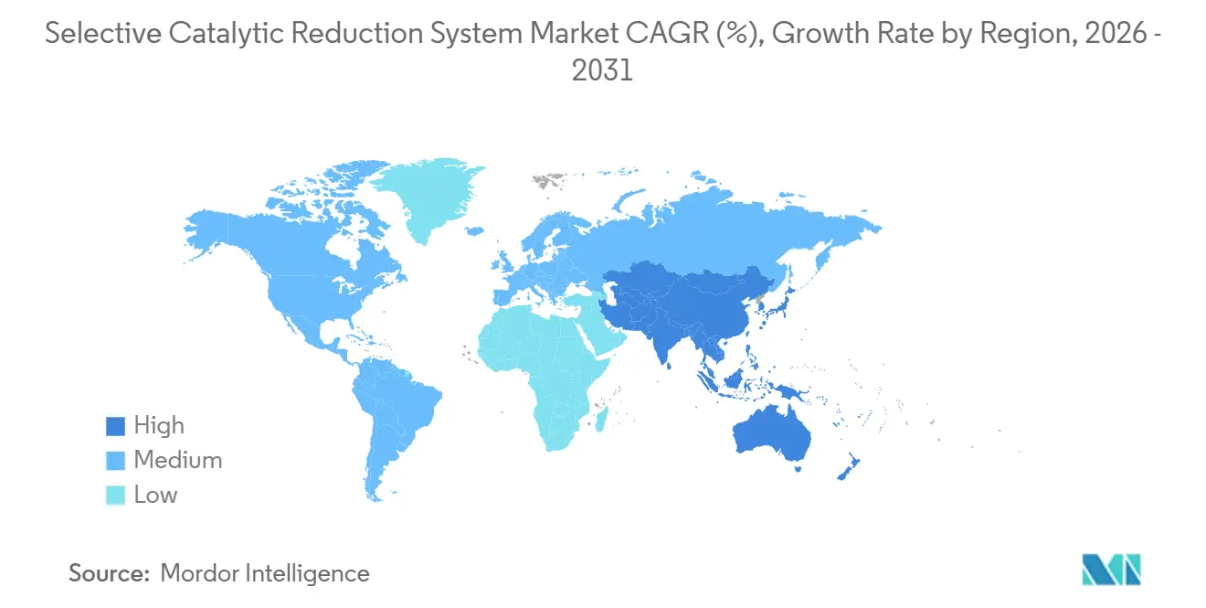 Taux de Croissance du Marché des Systèmes de Réduction Catalytique Sélective par Région