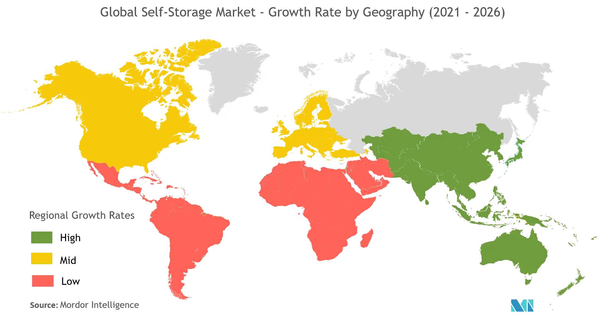 Self-storage market Growth by Region
