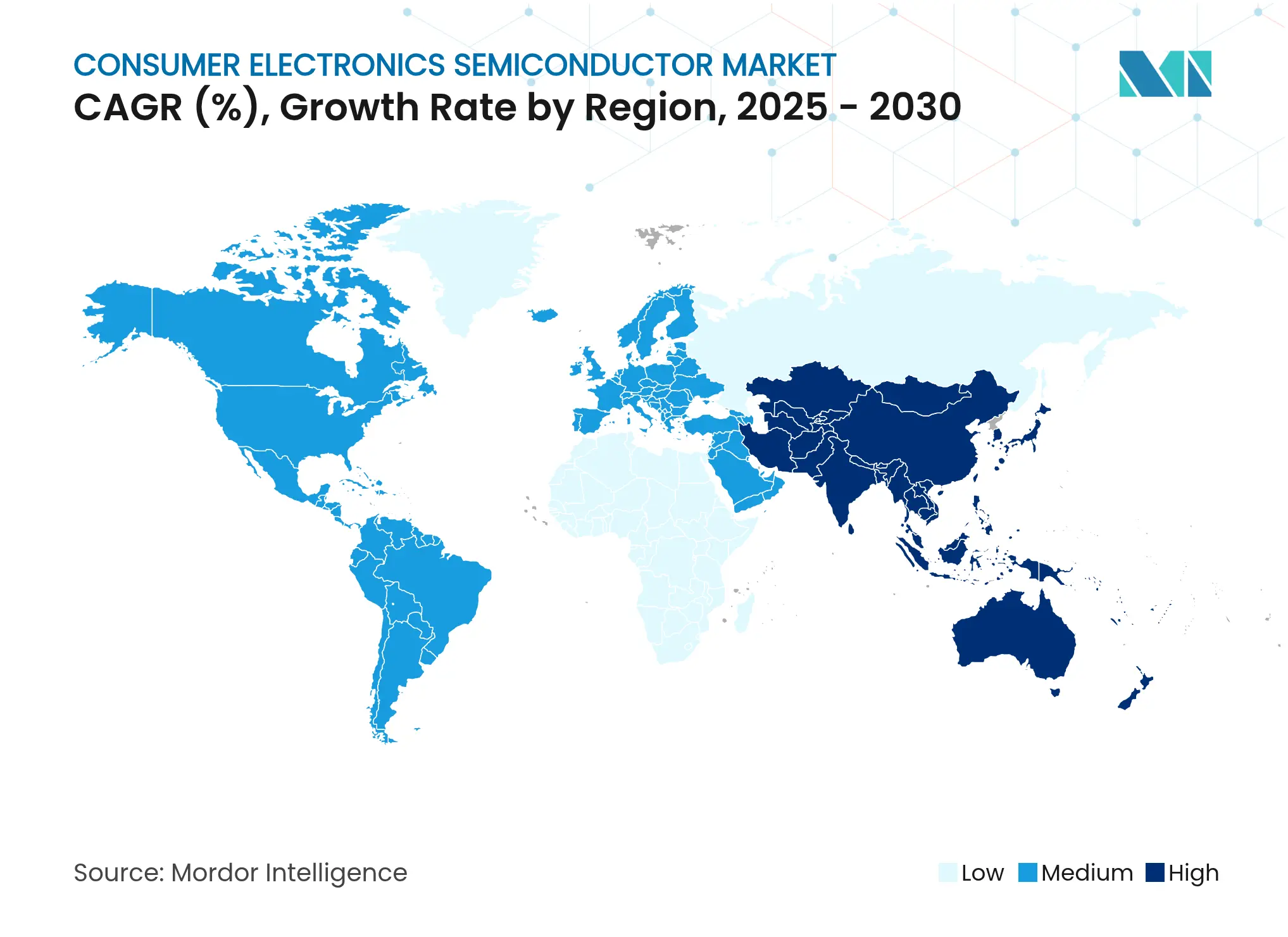 Consumer Electronics Semiconductor Market CAGR (%), Growth Rate by Region
