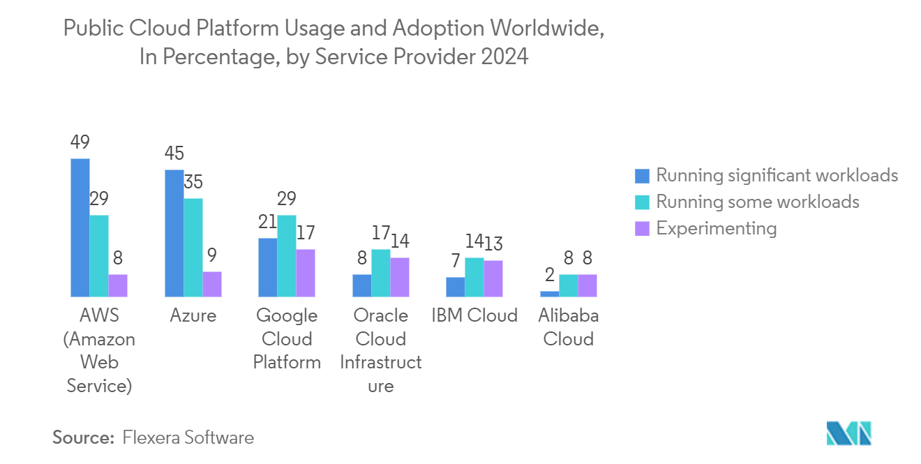 Server Operating System Market - Public Cloud Platform Usage and Adoption Worldwide, In Percentage, by Service Provider 2024