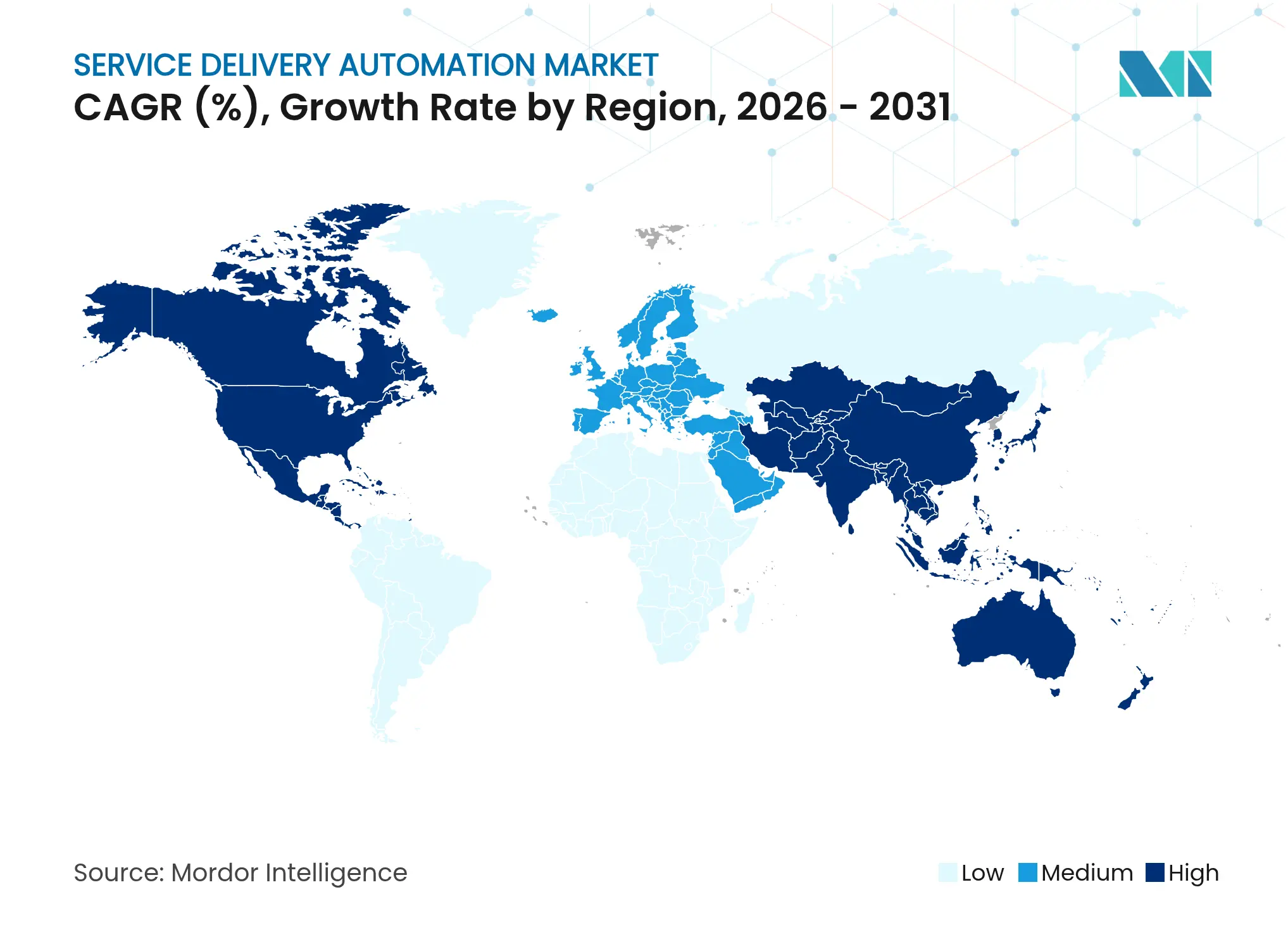 Service Delivery Automation Market CAGR (%), Growth Rate by Region