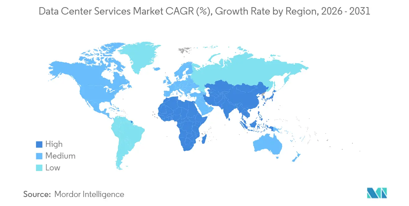 Data Center Services Market CAGR (%), Growth Rate by Region
