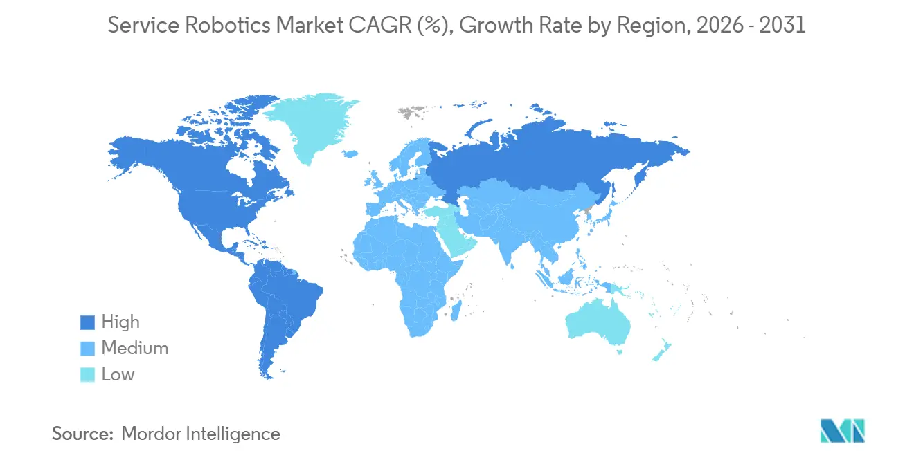 Service Robotics Market CAGR (%), Growth Rate by Region