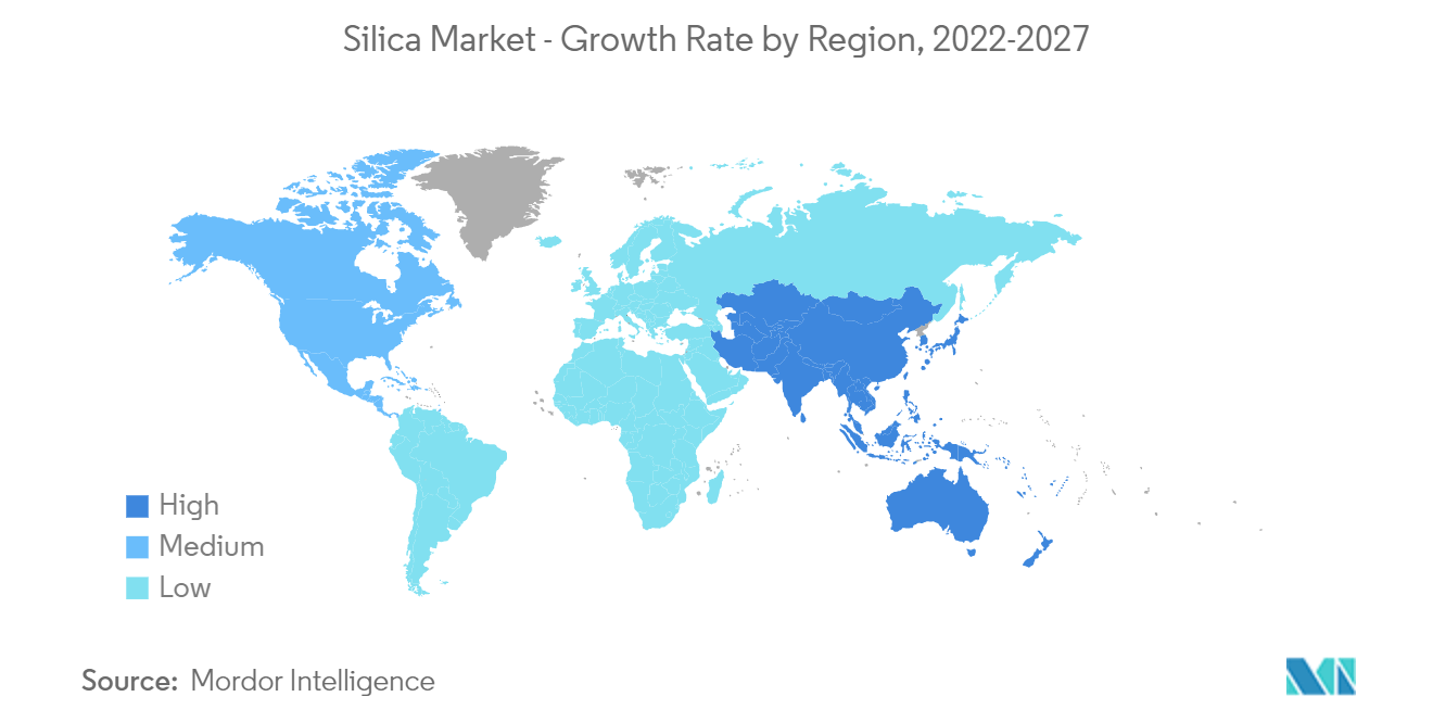 Marché de la silice  taux de croissance par région 2022-2027