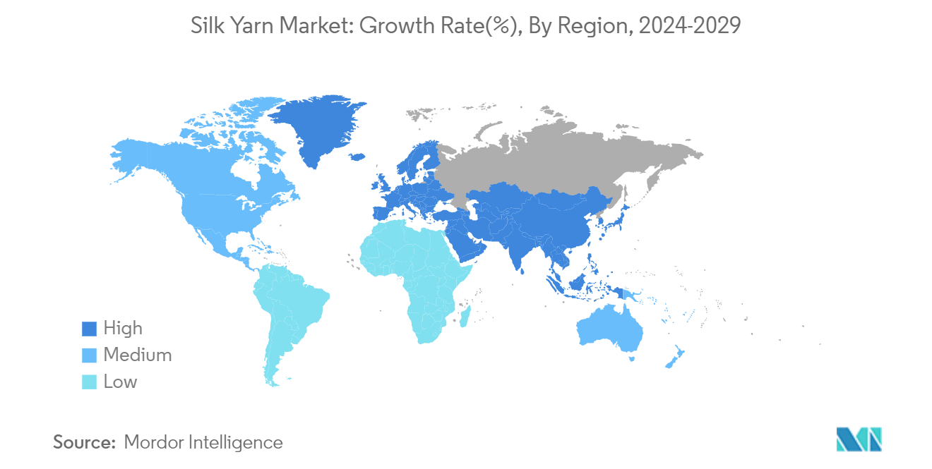 Silk Yarn Market: Growth Rate(%), By Region, 2024-2029