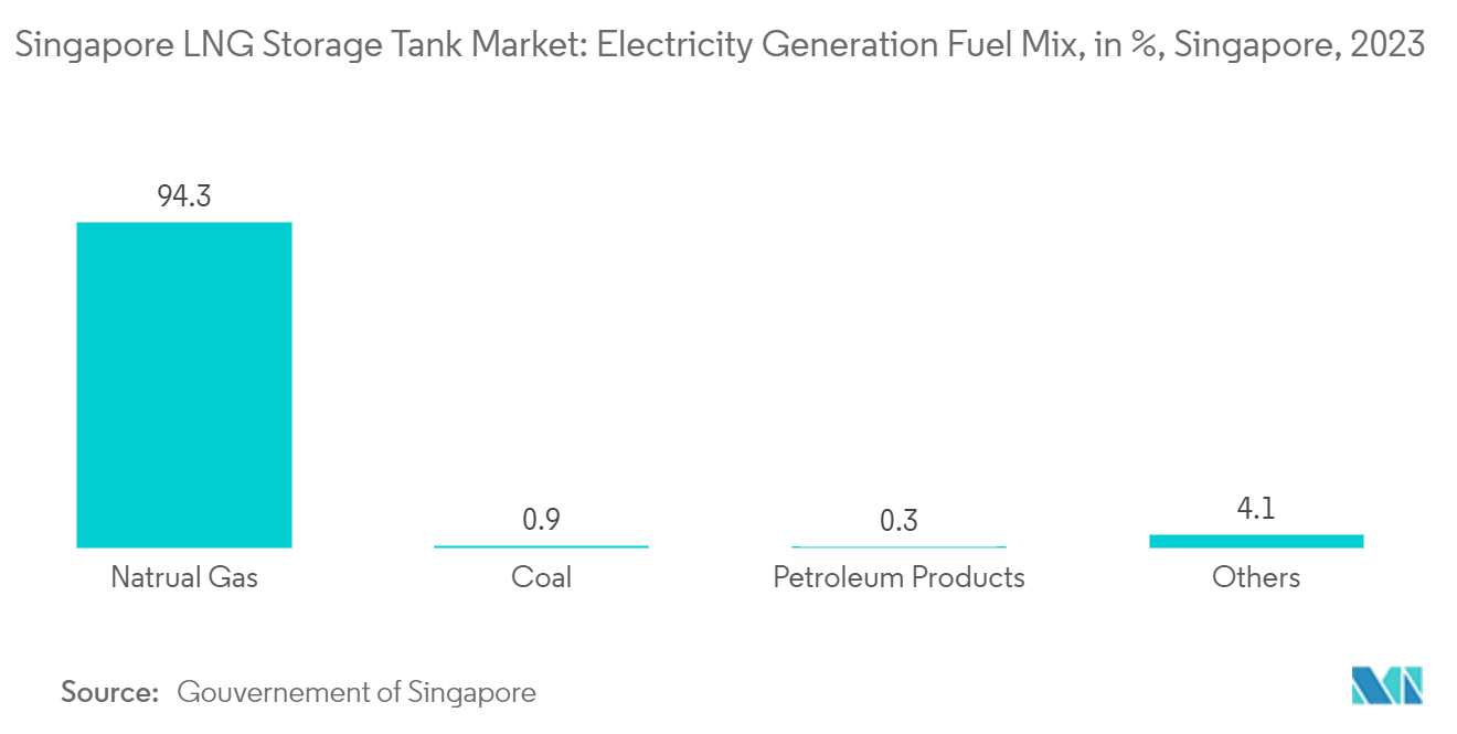 Singapore LNG Storage Tank Market: Electricity Generation Fuel Mix, in %, Singapore, 2023 