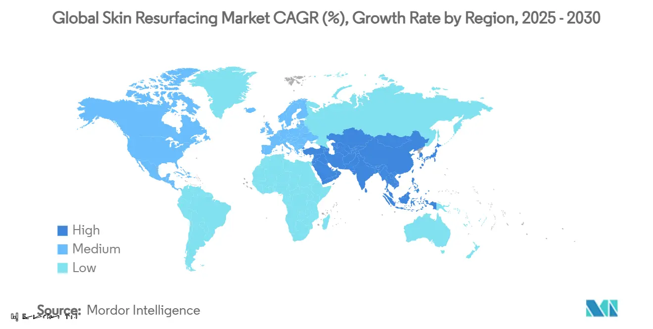 글로벌 피부 재생 라이브 바카라사이트 CAGR(%), 지역별 성장률
