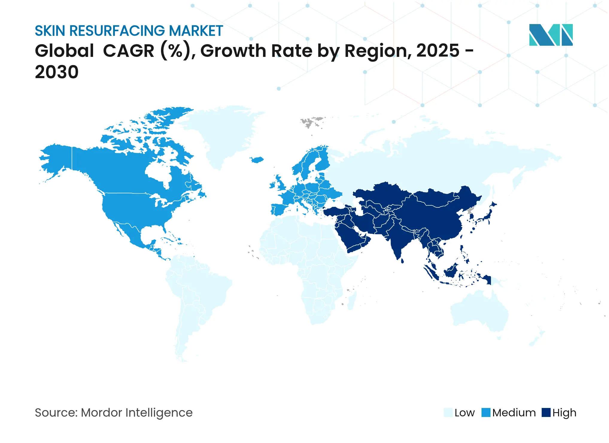 Global Skin Resurfacing Market CAGR (%), Growth Rate by Region