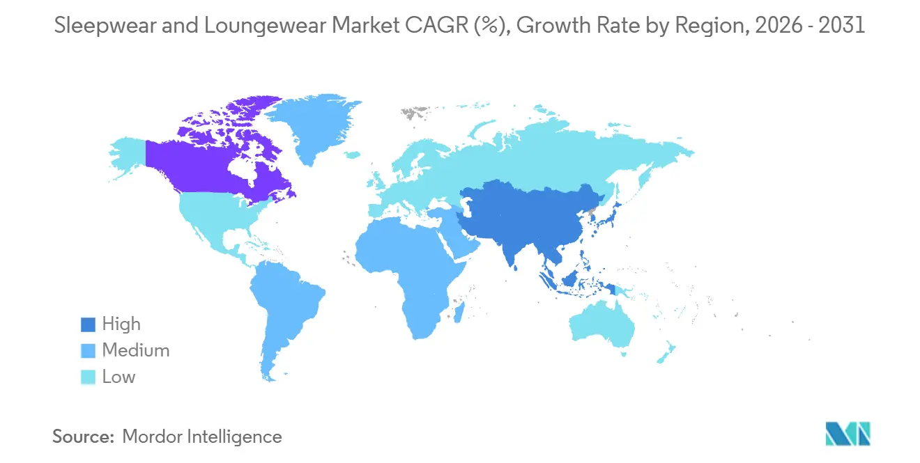 Sleepwear and Loungewear Market CAGR (%), Growth Rate by Region