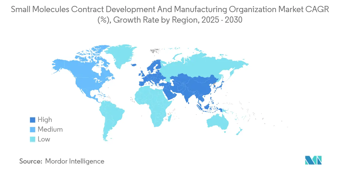 Small Molecules Contract Development And Manufacturing Organization Market CAGR (%), Growth Rate by Region