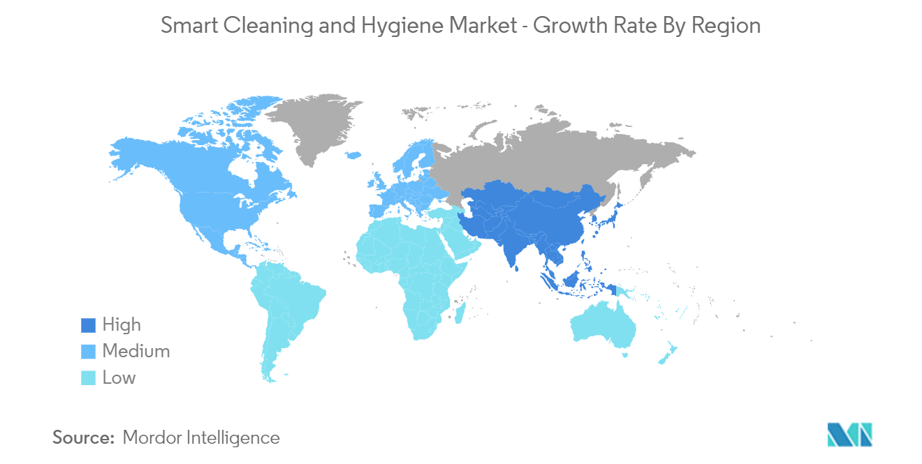 智能清洁和卫生市场 - 按地区划分的增长率