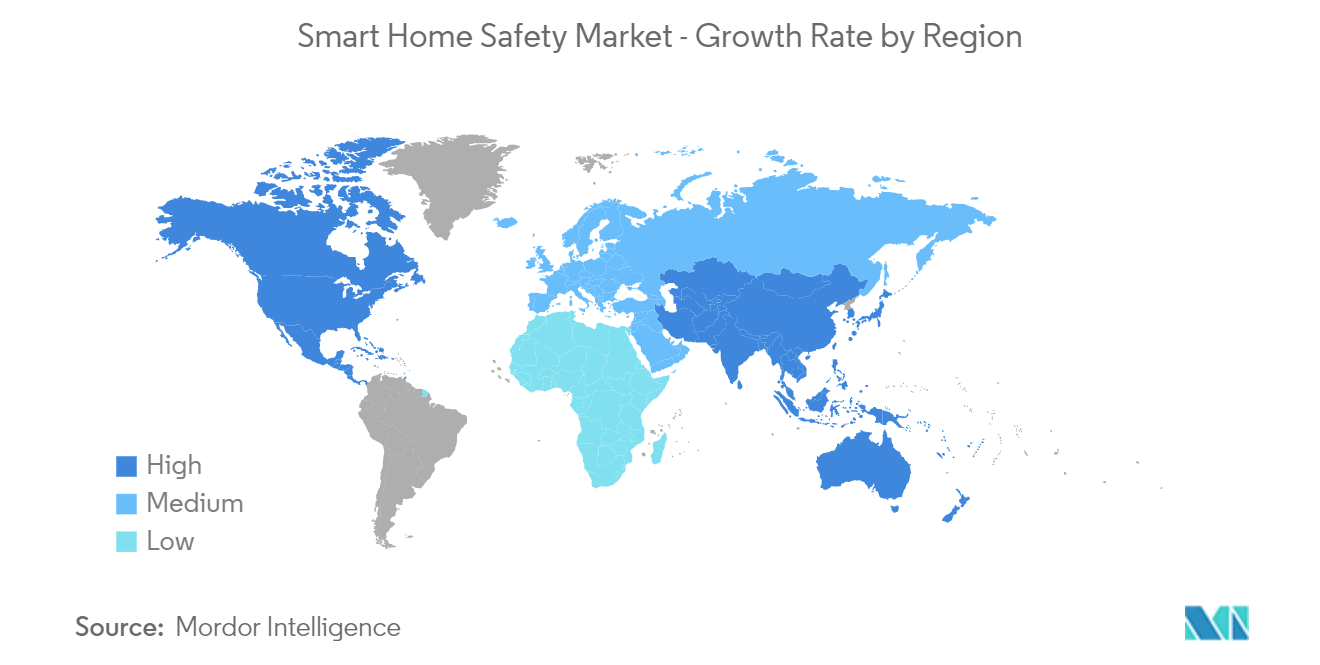 Mercado de Segurança Doméstica Inteligente – Taxa de Crescimento por Região