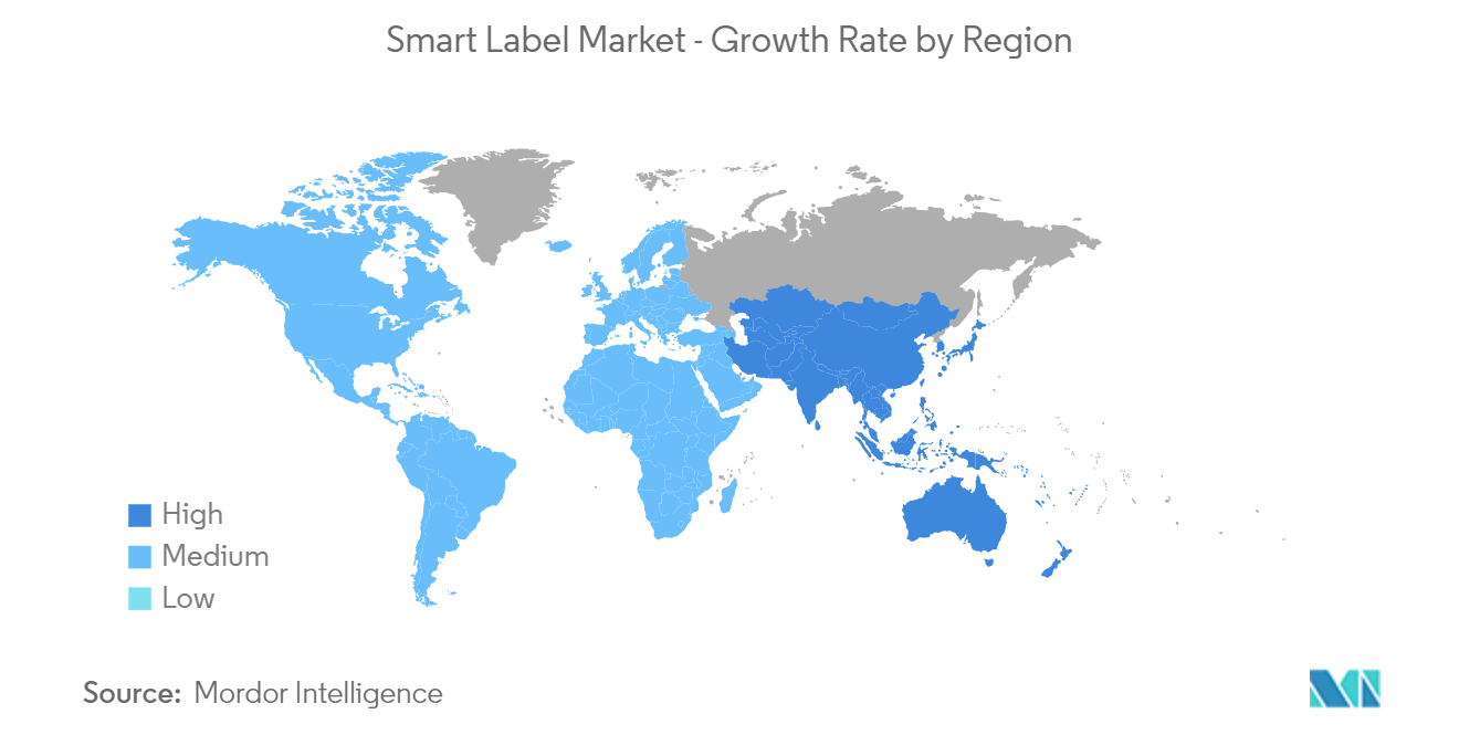 Mercado de etiquetas inteligentes tasa de crecimiento por región