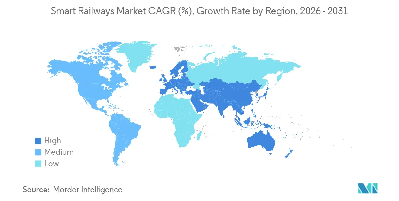 Smart Railways Market CAGR (%), Growth Rate by Region