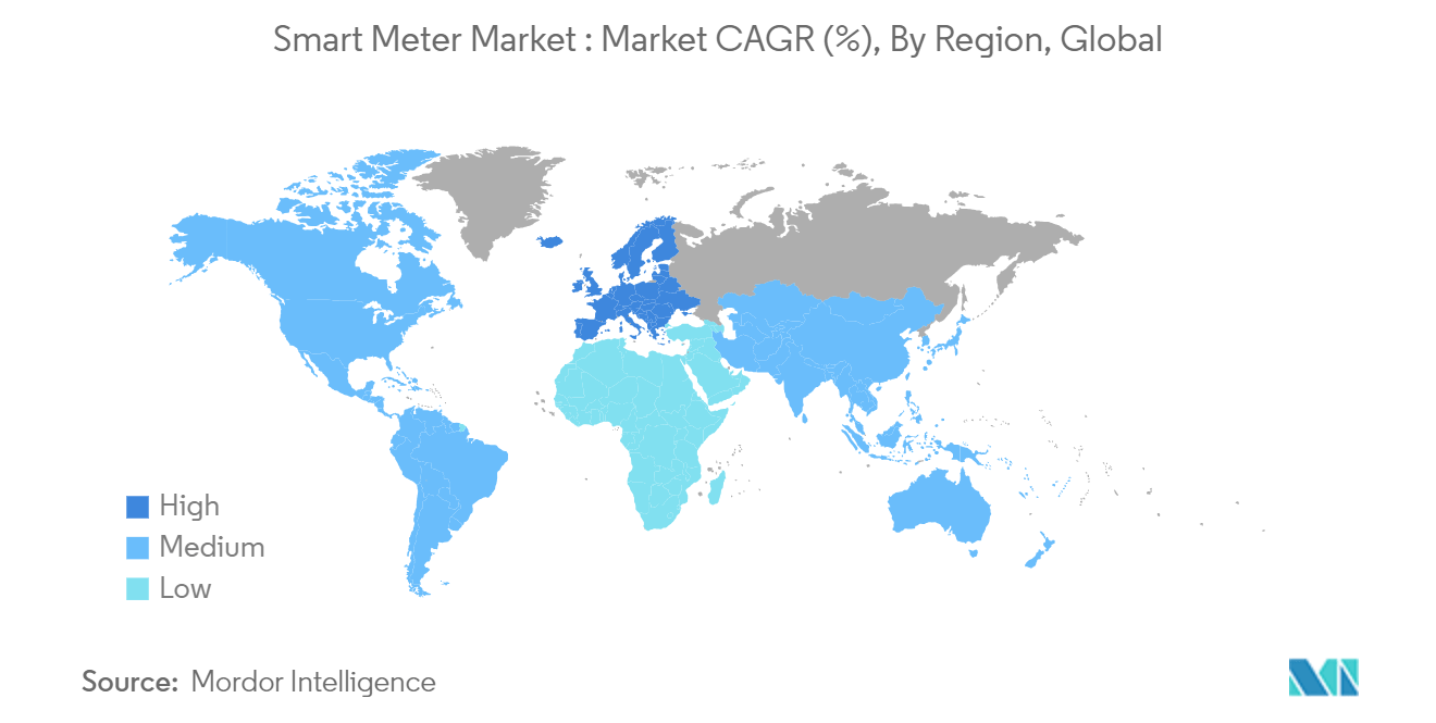 Smart Meter Market : Market CAGR (%), By Region, Global