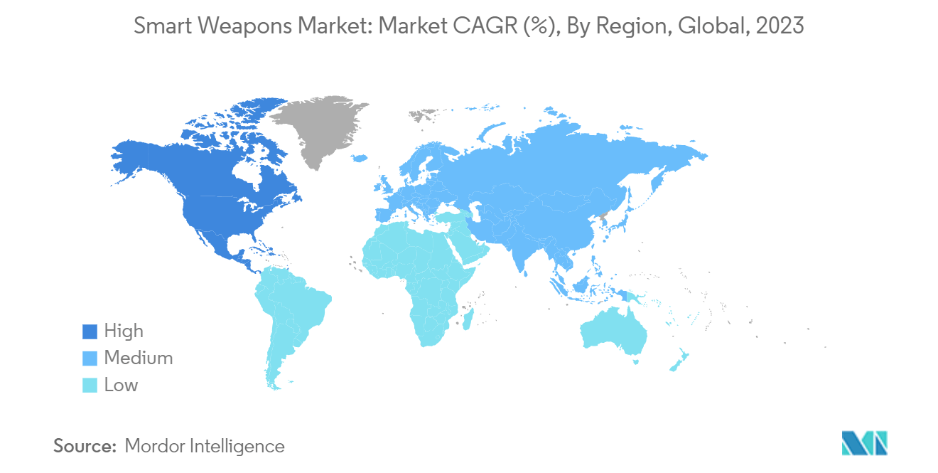 Thị trường vũ khí thông minh - Tốc độ tăng trưởng theo khu vực (2023 - 2028)