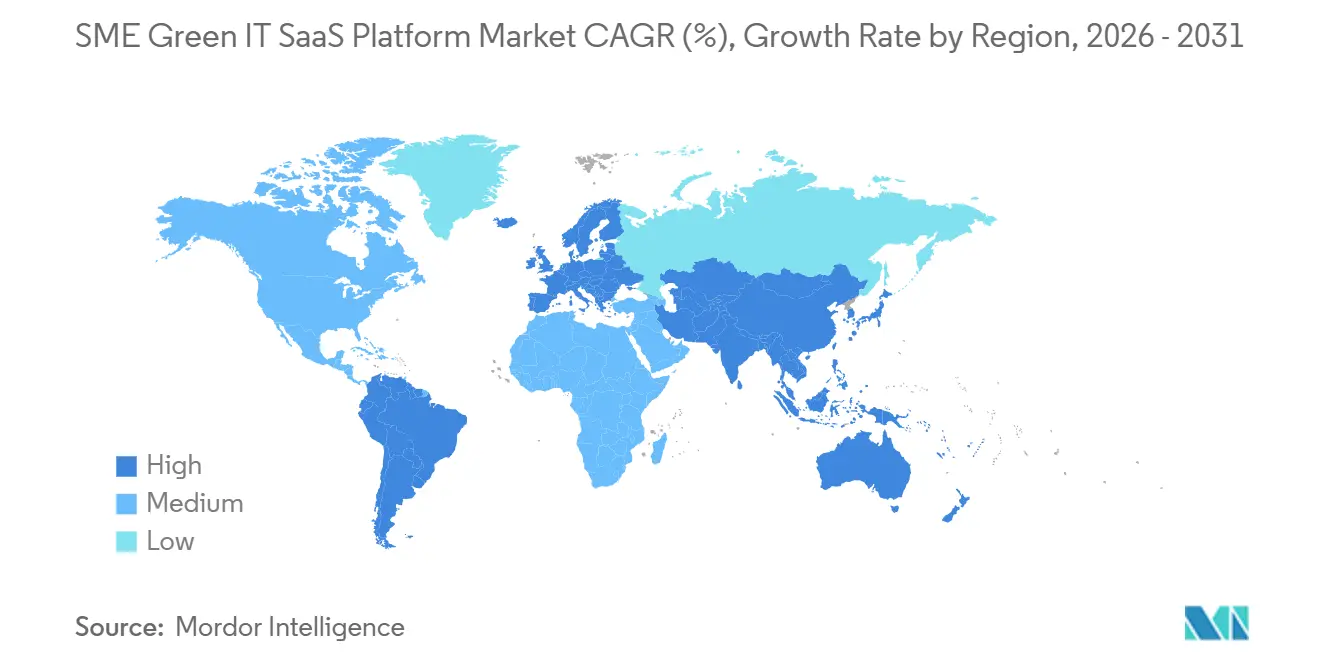 SME Green IT SaaS Platform Market CAGR (%), Growth Rate by Region