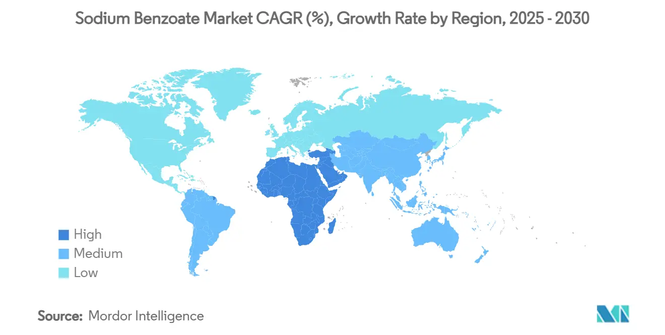 소듐 벤조에이트 바카라사이트 검증 CAGR(%), 지역별 성장률