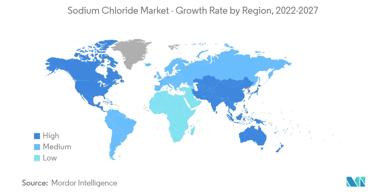 Sodium Chloride Market - Growth Rate by Region, 2022-2027