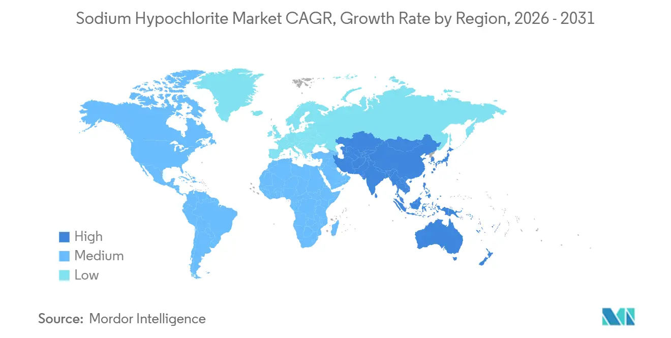 Taux de croissance du marché du sodium hypochlorite par région