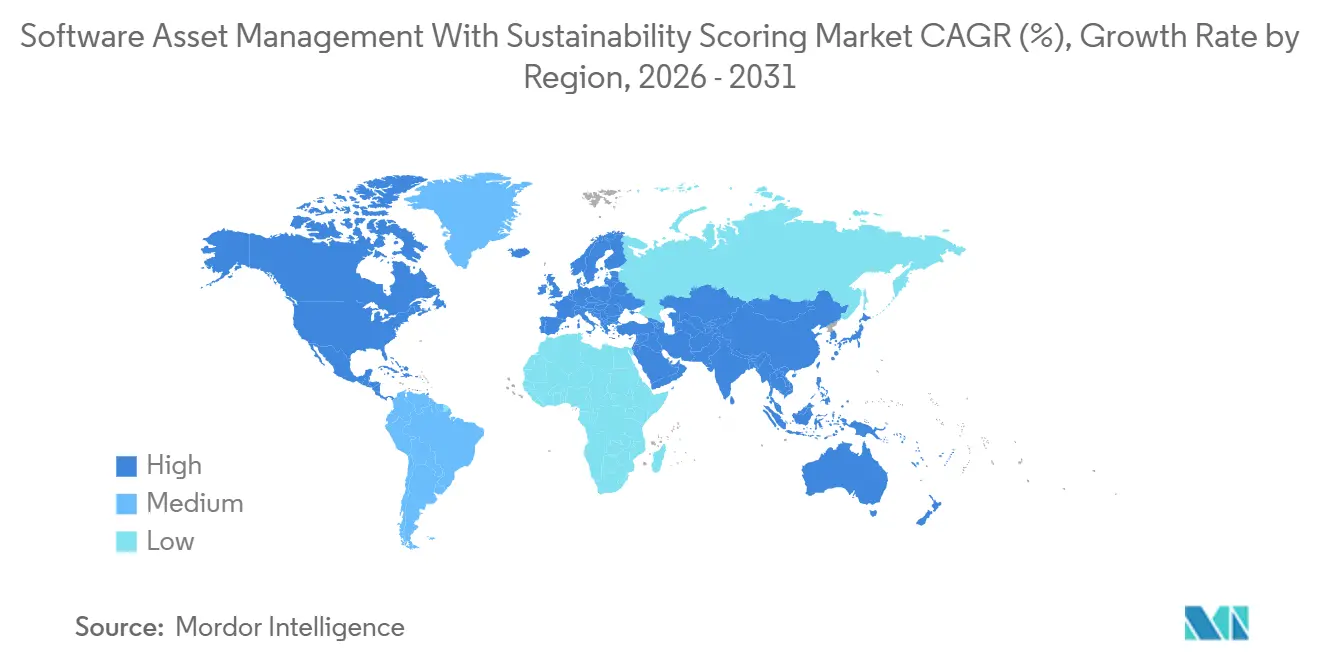CAGR (%) du Marché de la Gestion des Actifs Logiciels avec Notation de Durabilité, Taux de Croissance par Région