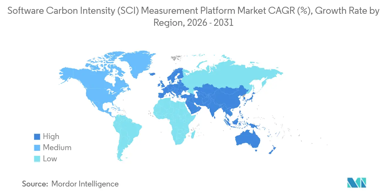 Software Carbon Intensity (SCI) Measurement Platform Market CAGR (%), Growth Rate by Region
