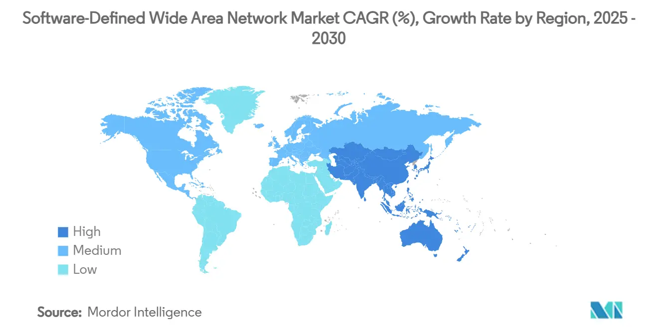 Software-Defined Wide Area Network Market CAGR (%), Growth Rate by Region