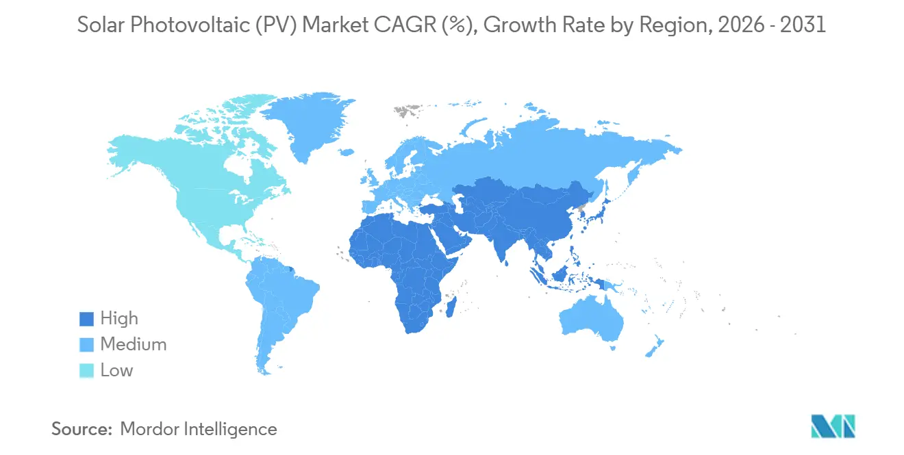 Solar Photovoltaic (PV) Market CAGR (%), Growth Rate by Region