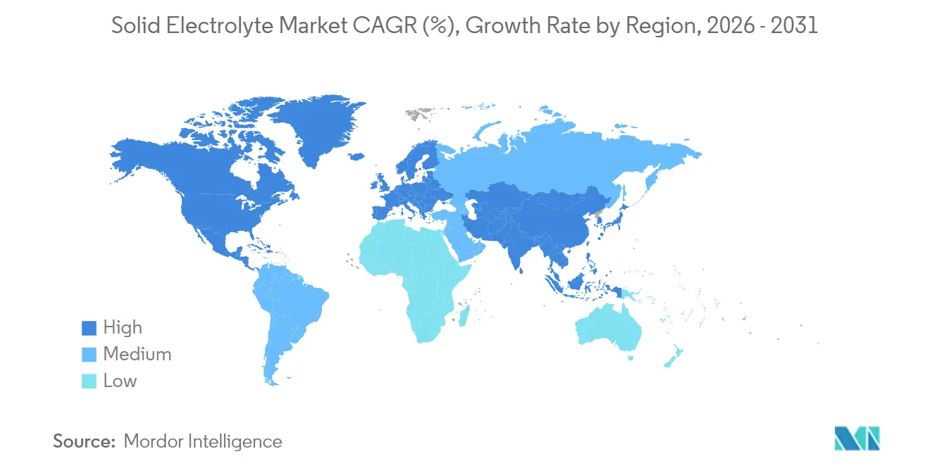 Solid Electrolyte Market CAGR (%), Growth Rate by Region