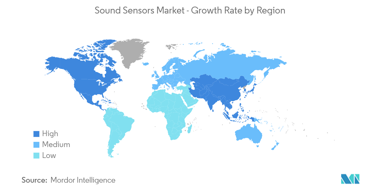 声音传感器市场 - 按地区增长率