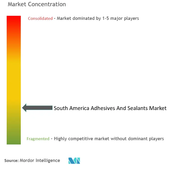 South America Adhesives And Sealants - Market Concentration