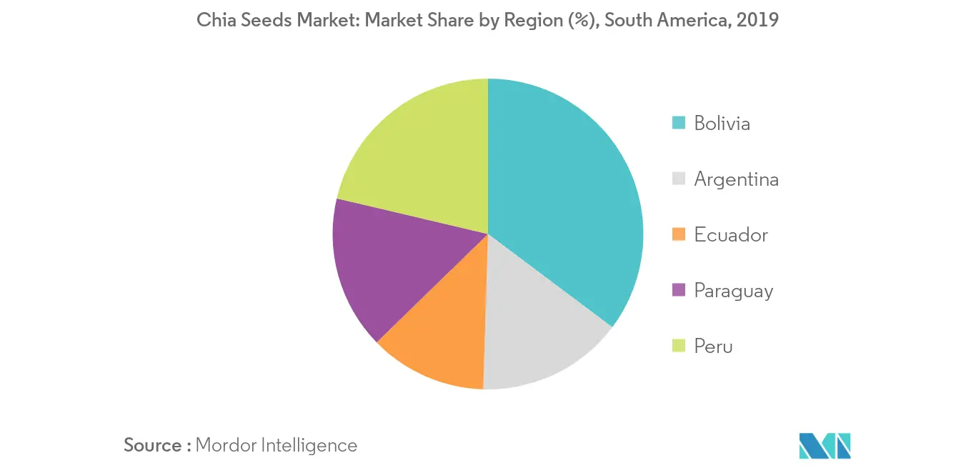  Chia Seeds Market: Market Share by Region (%), South America,  2019