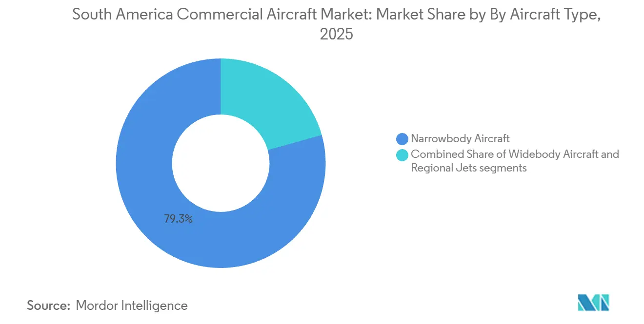 South America Commercial Aircraft Market Share by Aircraft Type, 2025