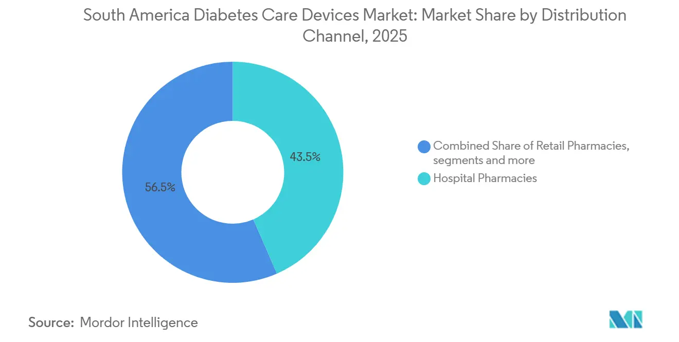 South America Diabetes Care Devices Market Share by Distribution Channel, 2025