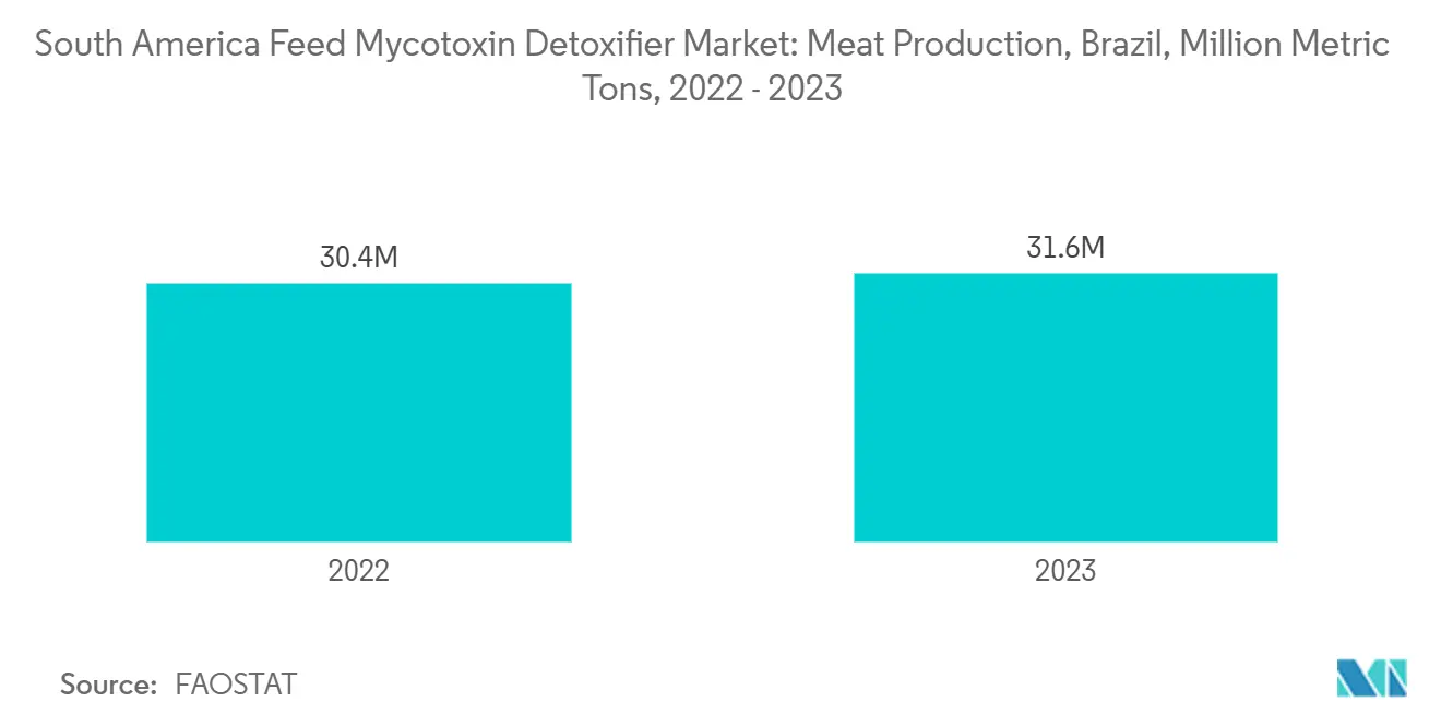 South America Feed Mycotoxin Detoxifier Market: Meat Production, Brazil