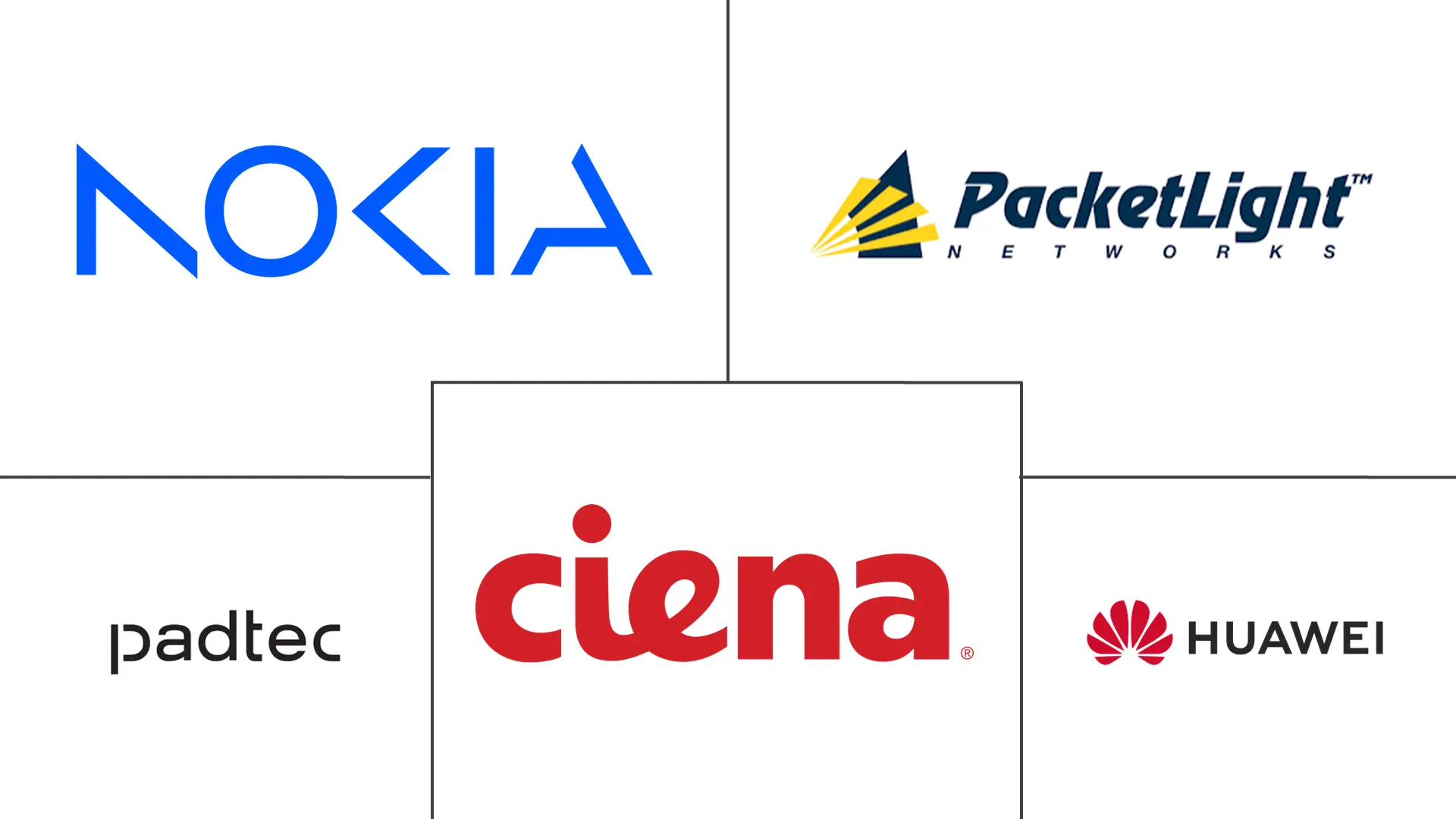 Principales actores en Mercado de Multiplexación por División de Onda Densa (DWDM) Metro de América del Sur industria