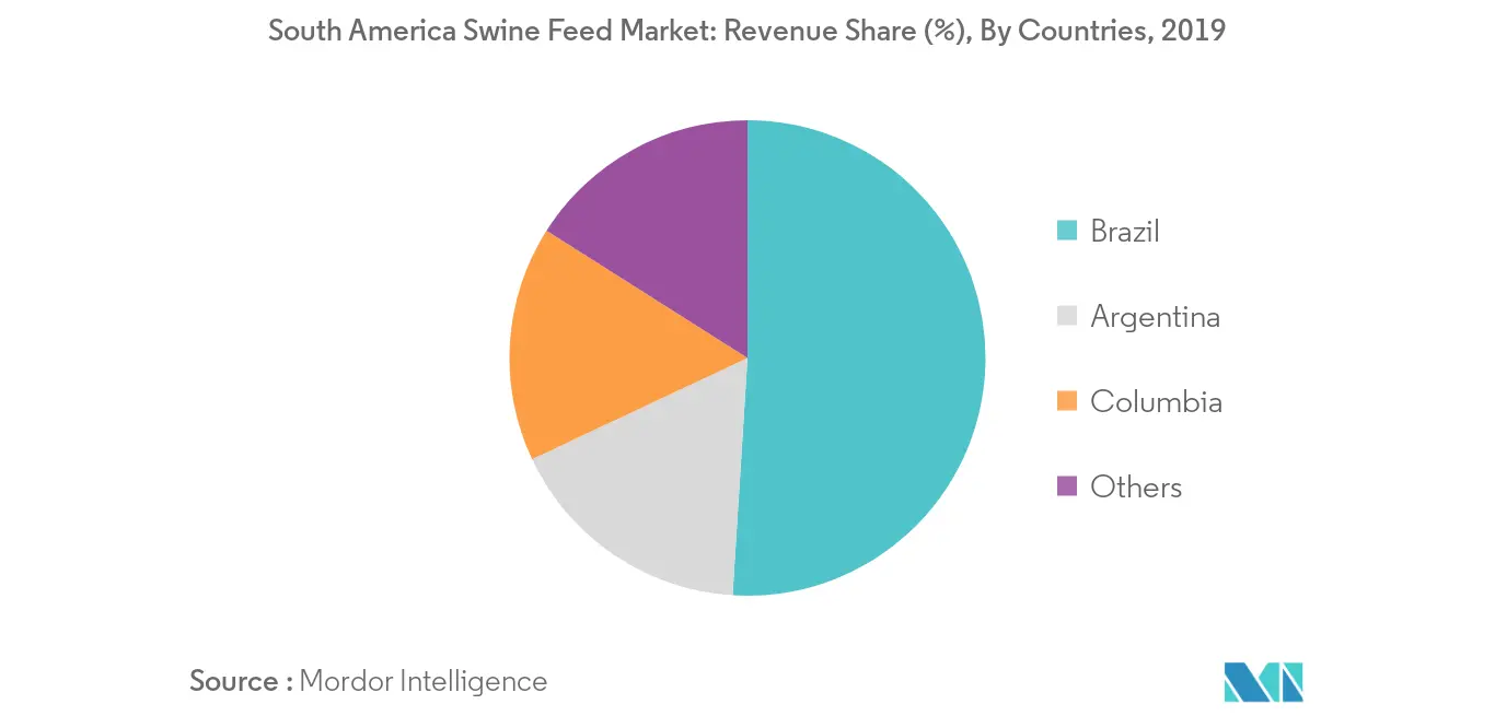 South America Swine Feed Market: Revenue Share (%), By Countries, South America, 2019 