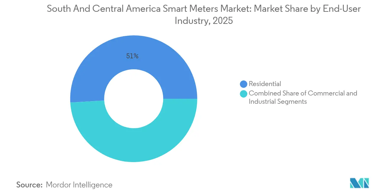 South And Central America Smart Meters Market: Market Share by End-User Industry, 2025
